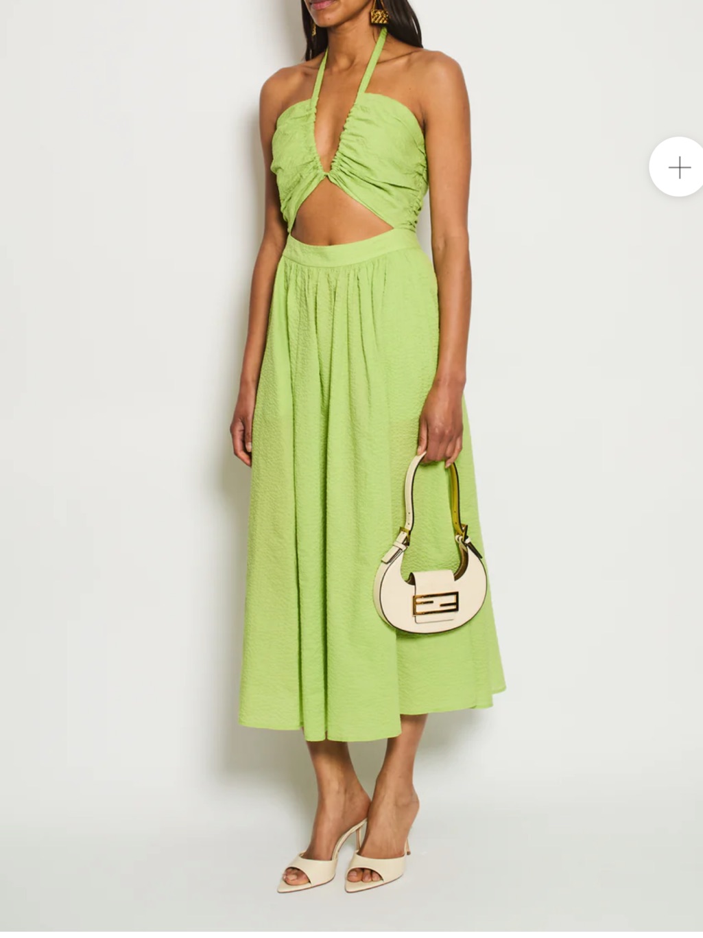 Marysia Swim Lime Green Cutout Halter Midi Dress Resort Cover-Up Size S New